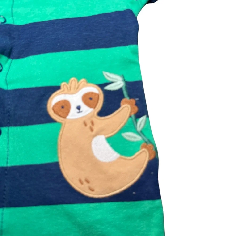Carter's Romper Bundle‎ Baby Boy 3M Multicolor Turtle Sloth Striped 3Pc